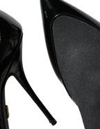 Dolce & Gabbana Black Leather Stilettos Booties Socks Shoes - Zeiniez