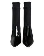 Dolce & Gabbana Black Stretch Stilettos Booties Socks Shoes - Zeiniez