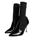Dolce & Gabbana Black Stretch Stilettos Booties Socks Shoes - Zeiniez