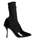 Dolce & Gabbana Black Stretch Stilettos Booties Socks Shoes - Zeiniez