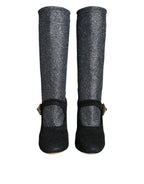 Dolce & Gabbana Black Crystal Mary Janes Booties Shoes - Zeiniez