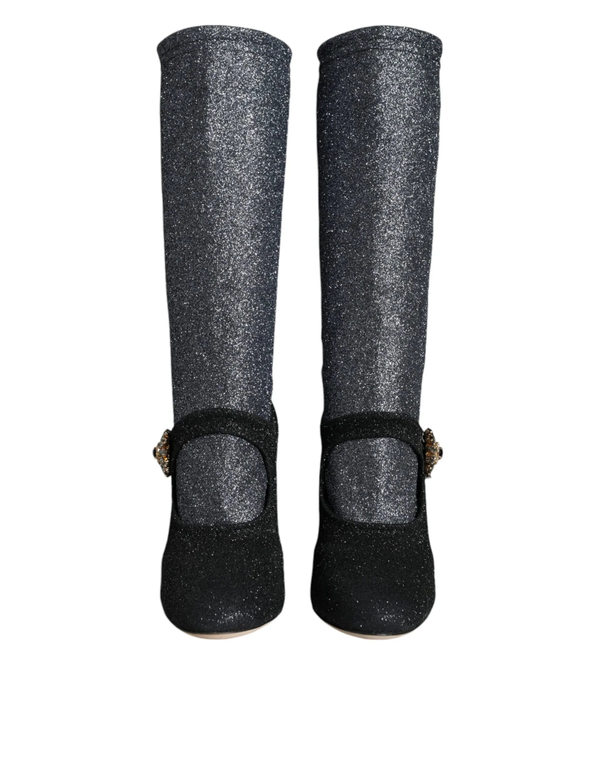 Dolce & Gabbana Black Crystal Mary Janes Booties Shoes - Zeiniez