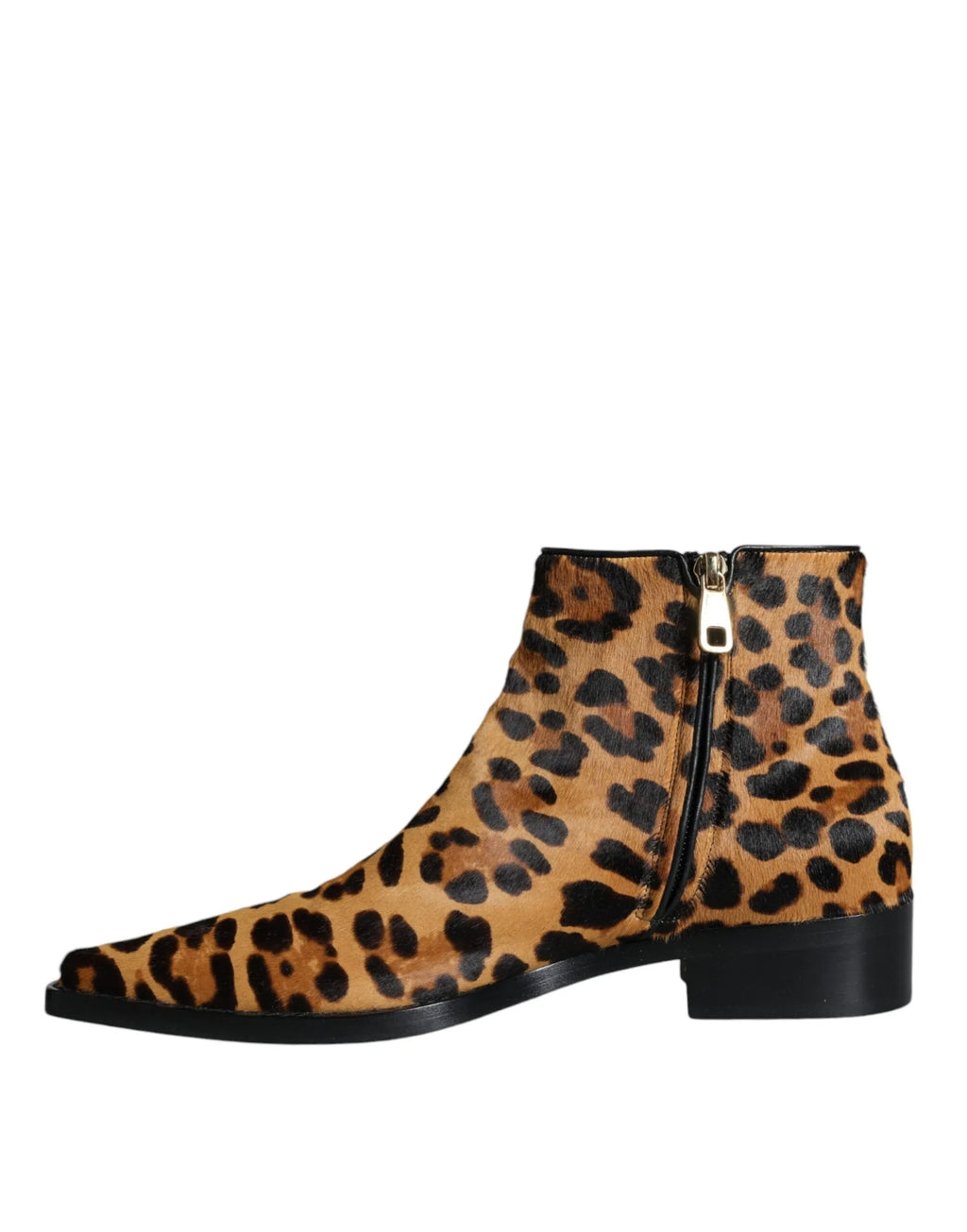 Dolce & Gabbana Brown Leopard Calf Fur Ankle Boots Shoes - Zeiniez