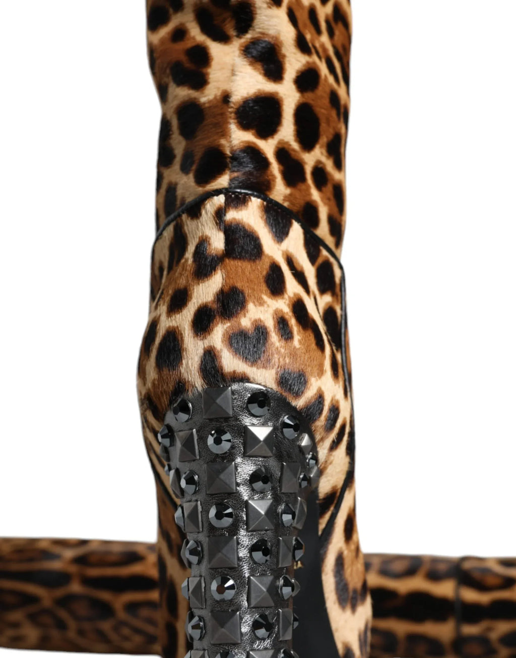 Dolce & Gabbana Beige Black Leopard Knee High Boots Shoes - Zeiniez