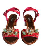 Dolce & Gabbana Fuchsia Leather Embellished Keira Sandals Shoes - Zeiniez
