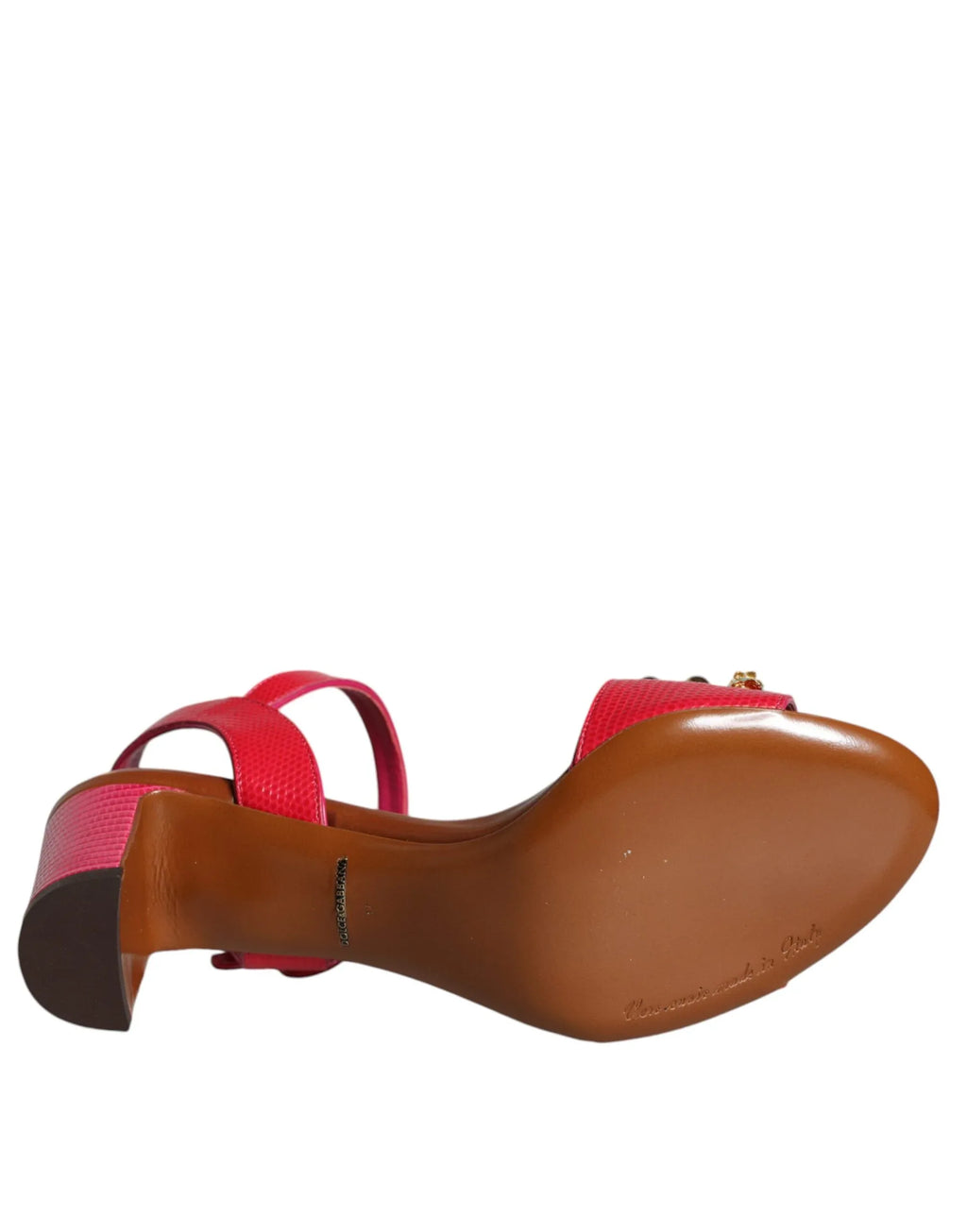 Dolce & Gabbana Fuchsia Leather Embellished Keira Sandals Shoes - Zeiniez