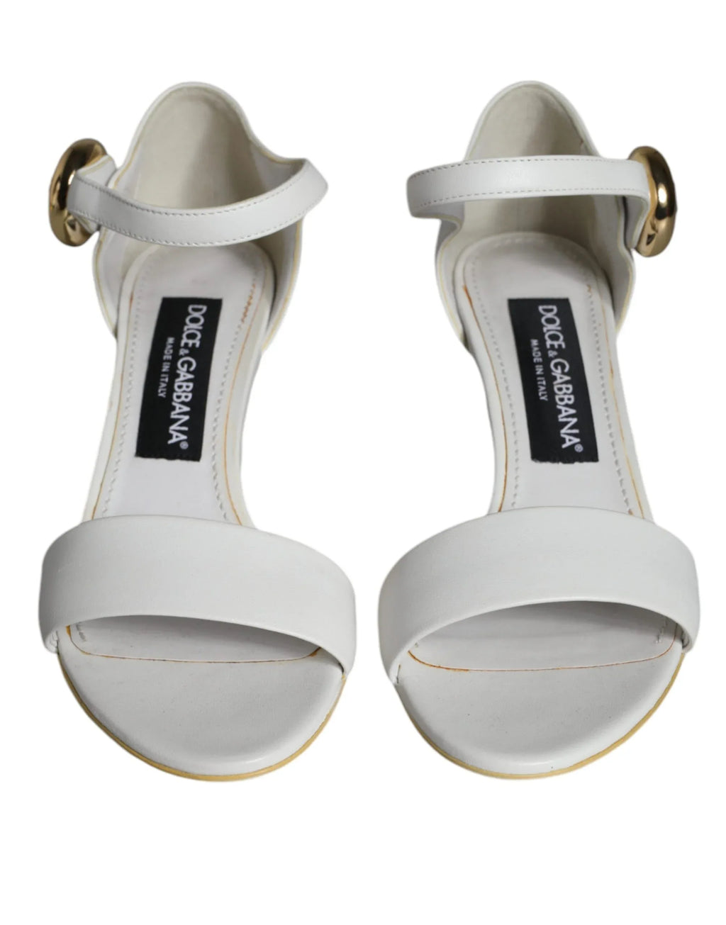 Dolce & Gabbana White Leather Heels Keira Sandals Shoes - Zeiniez