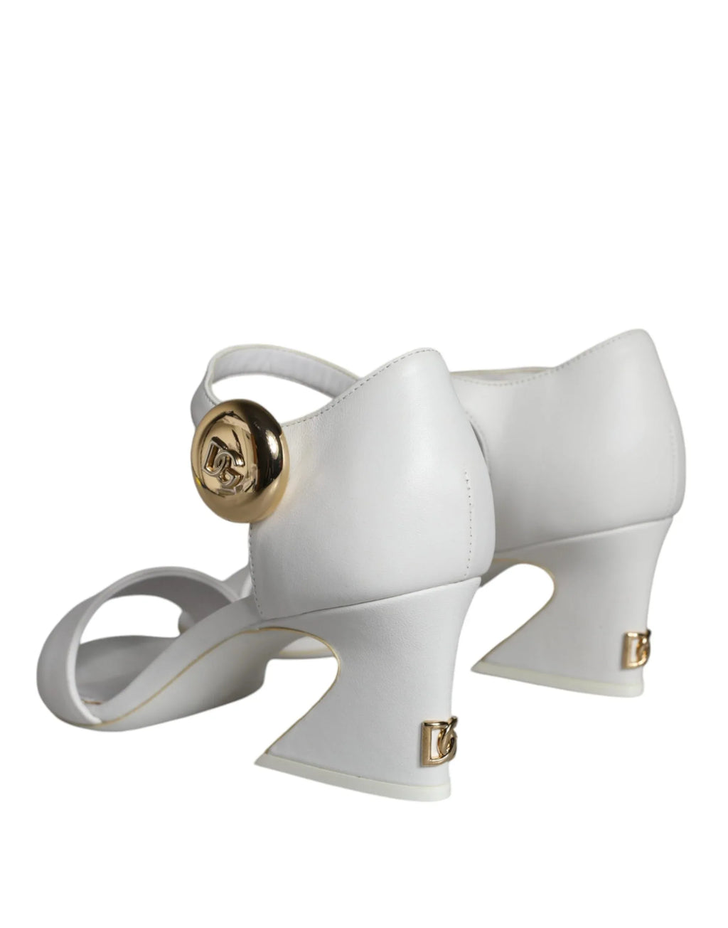 Dolce & Gabbana White Leather Heels Keira Sandals Shoes - Zeiniez