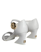 Dolce & Gabbana White Leather Heels Keira Sandals Shoes - Zeiniez