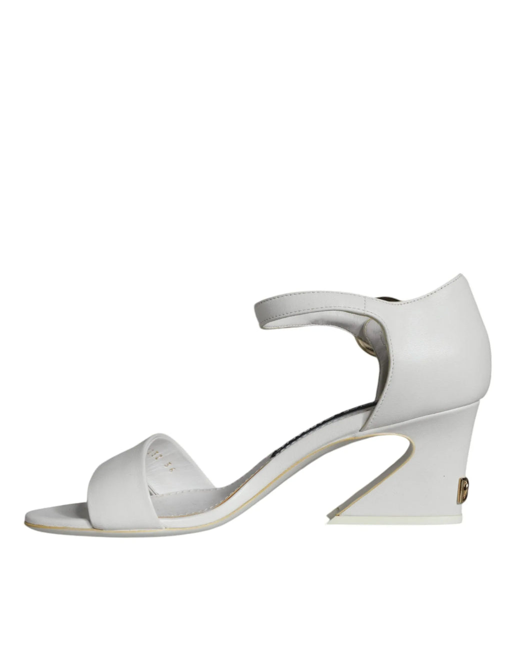 Dolce & Gabbana White Leather Heels Keira Sandals Shoes - Zeiniez