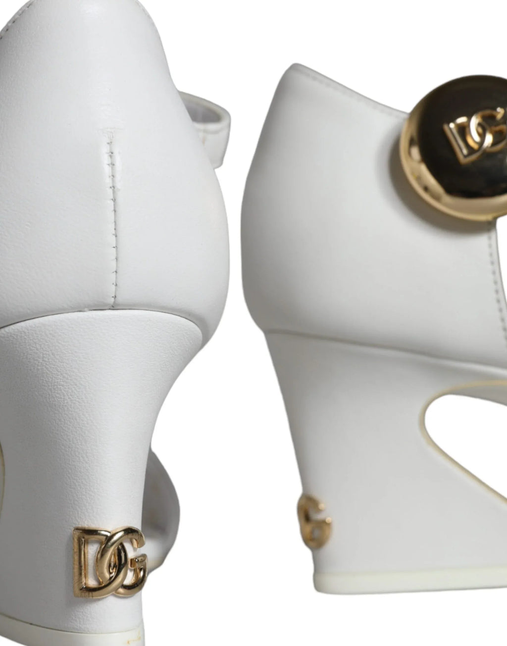 Dolce & Gabbana White Leather Heels Keira Sandals Shoes - Zeiniez