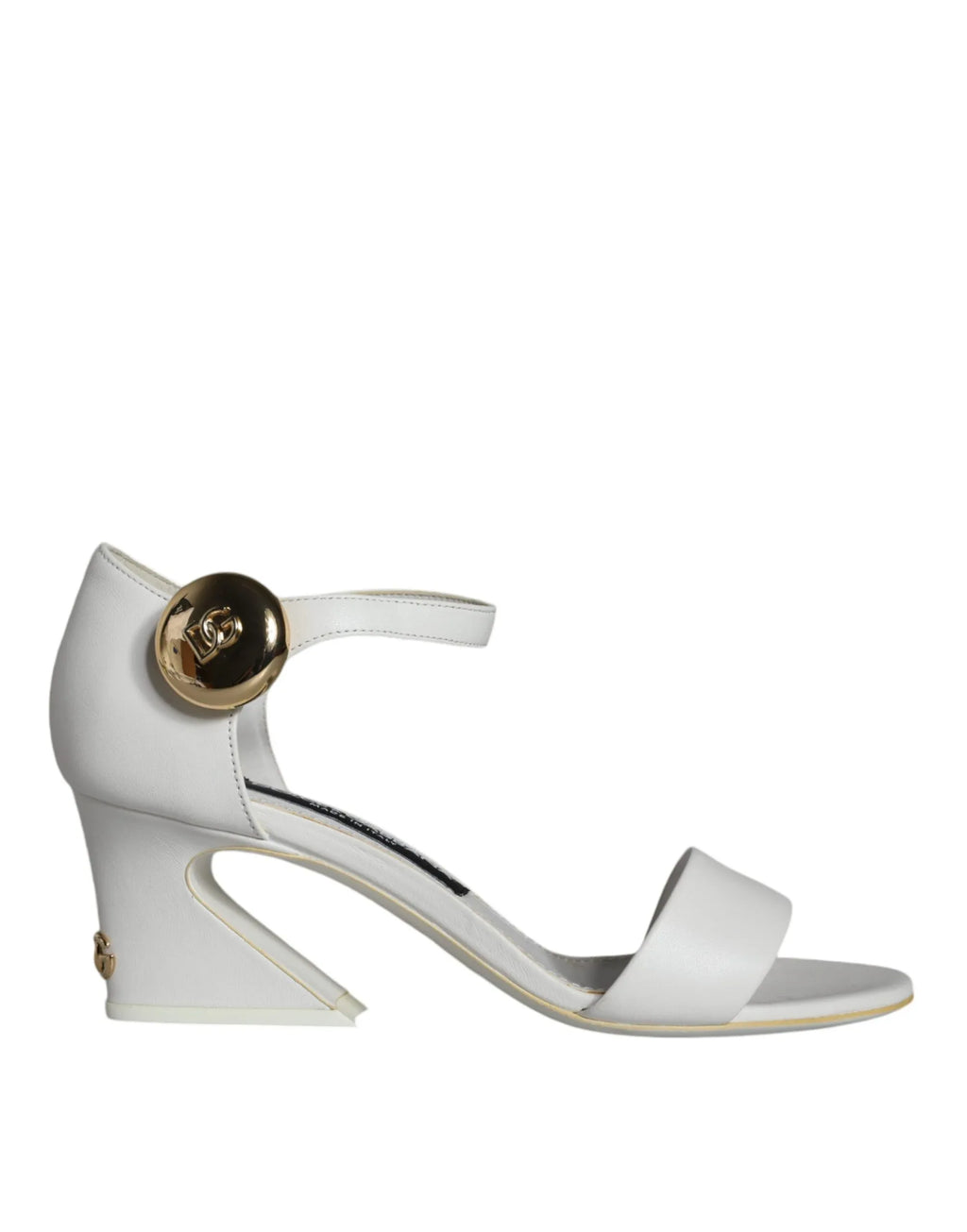Dolce & Gabbana White Leather Heels Keira Sandals Shoes - Zeiniez
