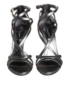 Dolce & Gabbana Silver Keira Leather Heels Sandals Shoes - Zeiniez