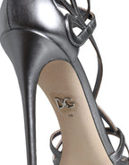 Dolce & Gabbana Silver Keira Leather Heels Sandals Shoes - Zeiniez