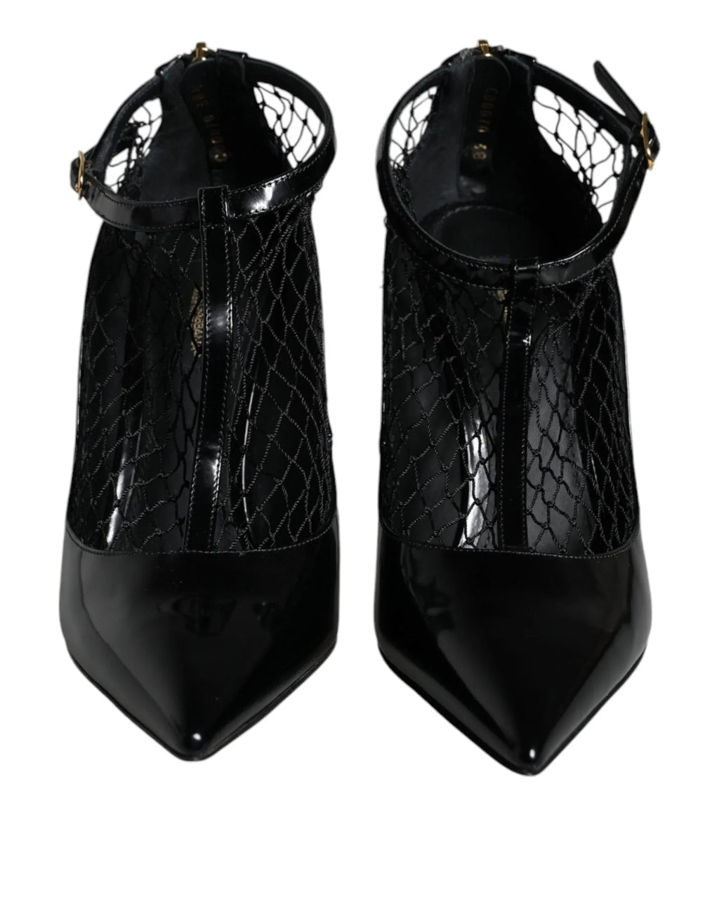 Dolce & Gabbana Black Mesh Patent Leather Heels Pumps Shoes - Zeiniez