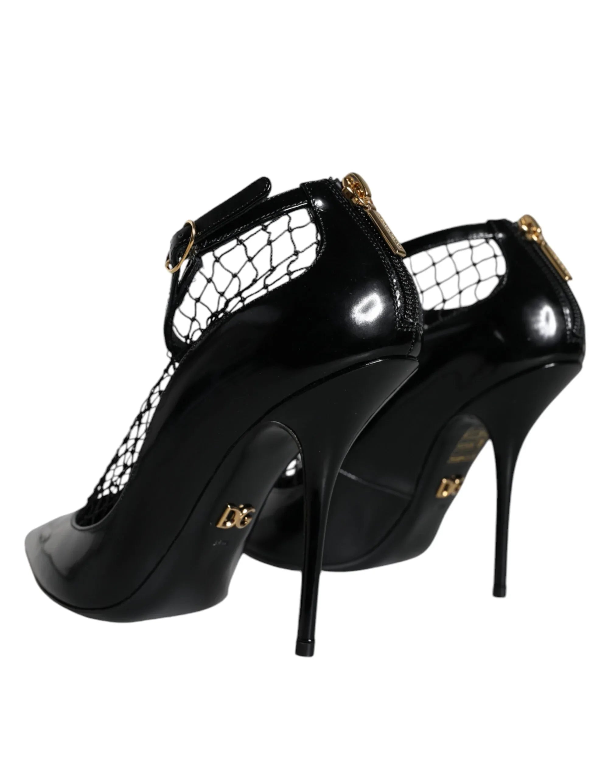 Dolce & Gabbana Black Mesh Patent Leather Heels Pumps Shoes - Zeiniez
