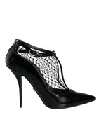 Dolce & Gabbana Black Mesh Patent Leather Heels Pumps Shoes - Zeiniez