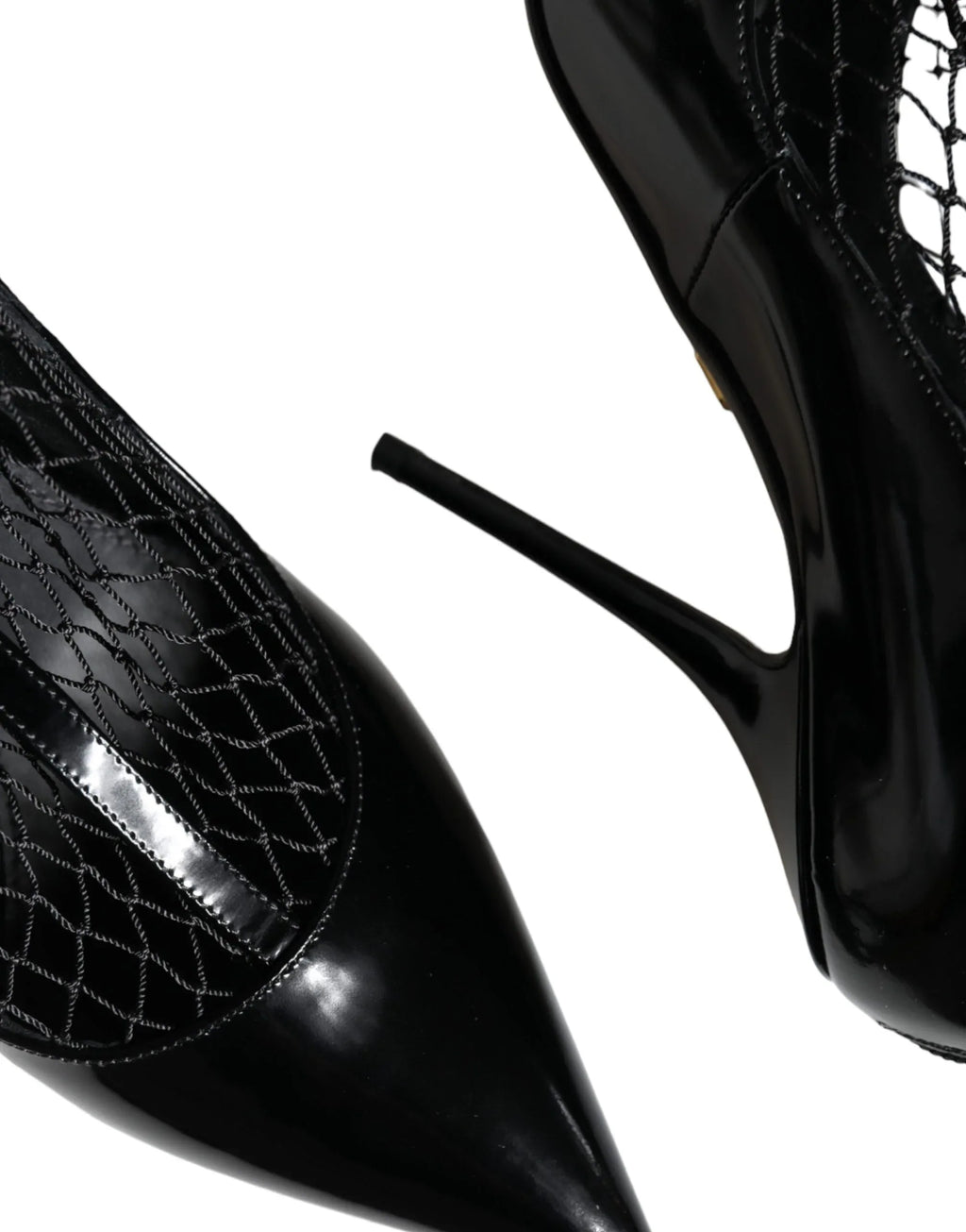 Dolce & Gabbana Black Mesh Patent Leather Heels Pumps Shoes - Zeiniez