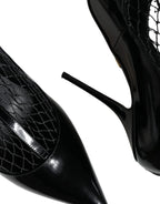 Dolce & Gabbana Black Mesh Patent Leather Heels Pumps Shoes - Zeiniez