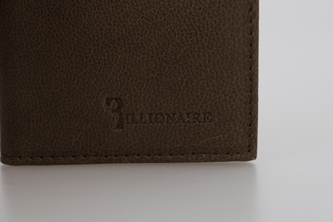 Billionaire Italian Couture Brown Leather Bifold Wallet - Zeiniez
