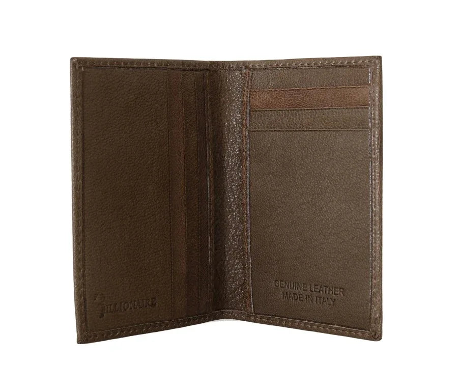 Billionaire Italian Couture Brown Leather Bifold Wallet - Zeiniez