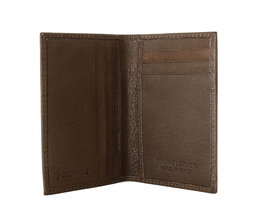 Billionaire Italian Couture Brown Leather Bifold Wallet - Zeiniez