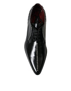 Dolce & Gabbana Black Leather Crystal Dress Formal Shoes - Zeiniez
