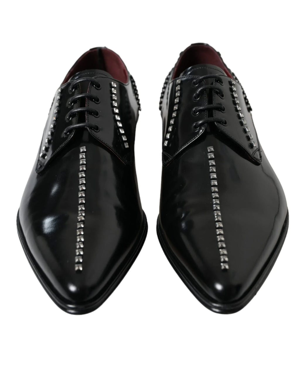 Dolce & Gabbana Black Leather Crystal Dress Formal Shoes - Zeiniez