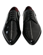 Dolce & Gabbana Black Leather Crystal Dress Formal Shoes - Zeiniez