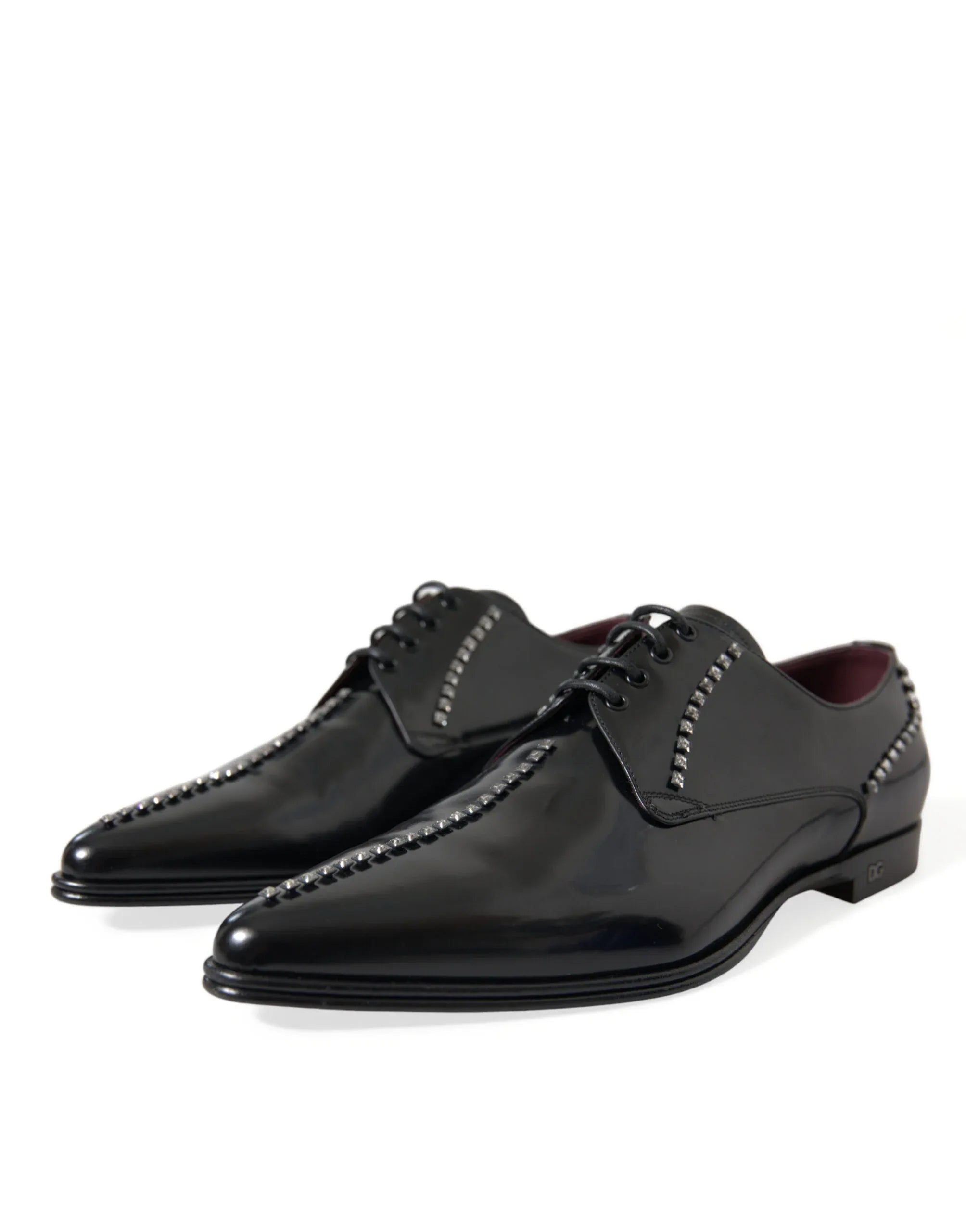 Dolce & Gabbana Black Leather Crystal Dress Formal Shoes - Zeiniez