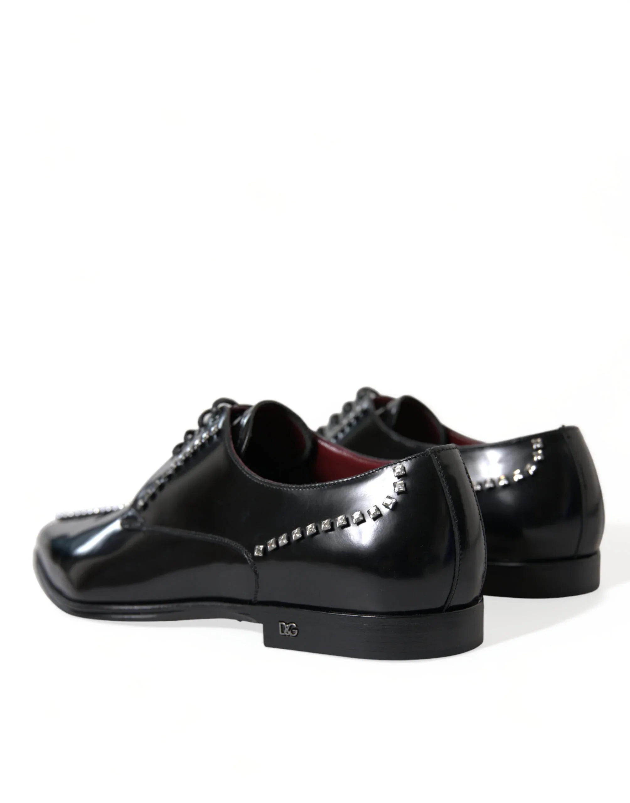 Dolce & Gabbana Black Leather Crystal Dress Formal Shoes - Zeiniez