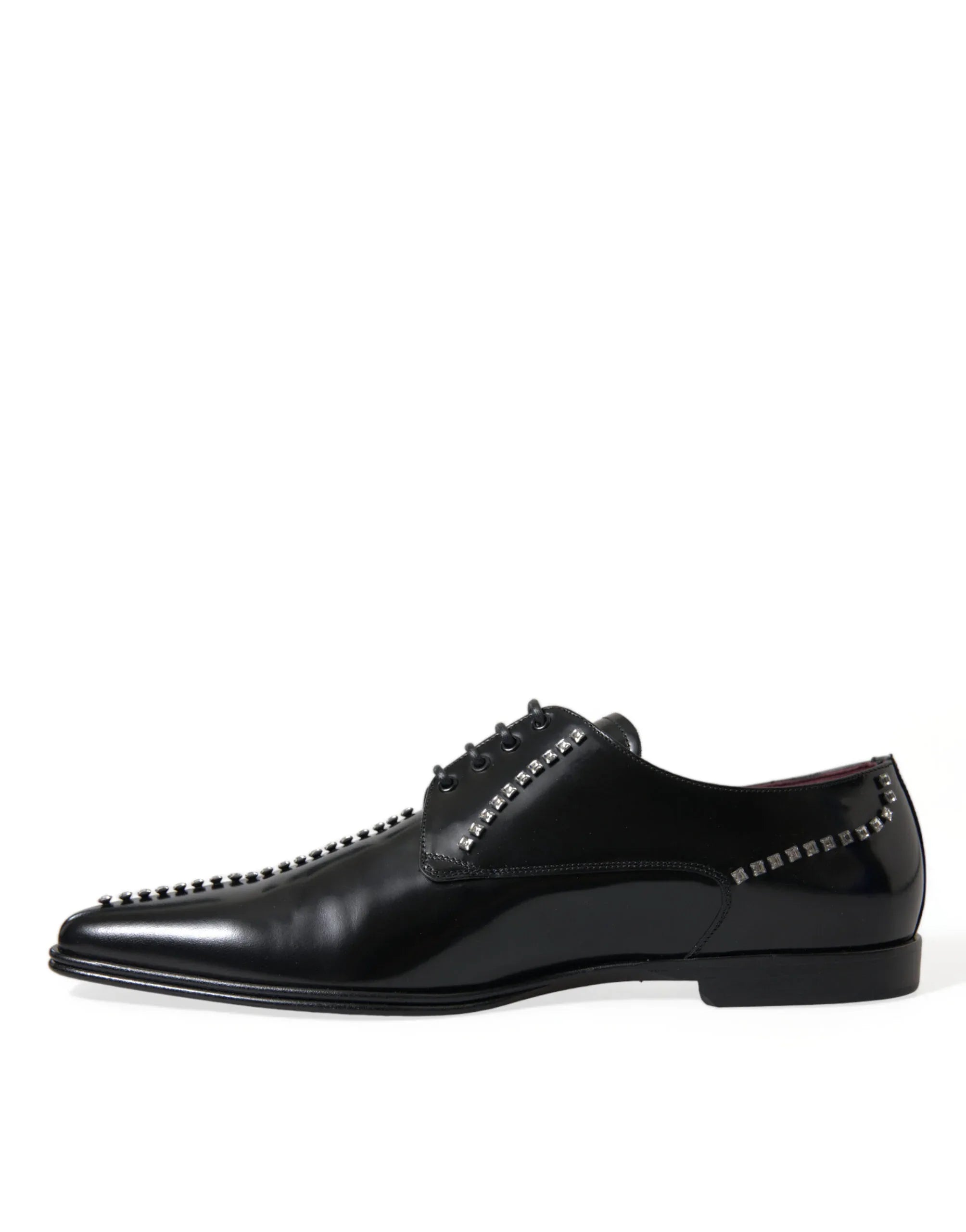 Dolce & Gabbana Black Leather Crystal Dress Formal Shoes - Zeiniez