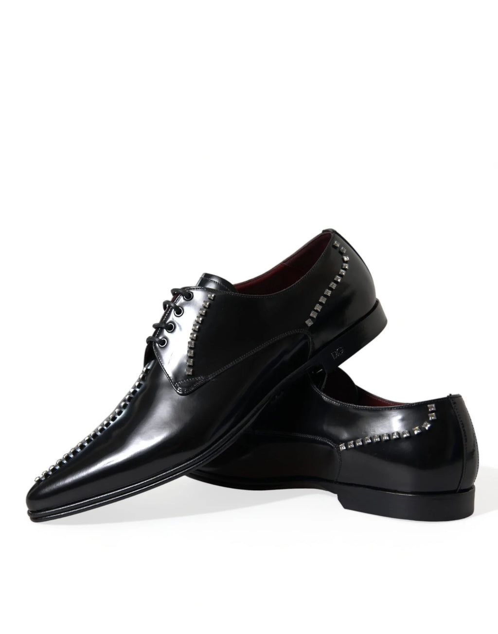 Dolce & Gabbana Black Leather Crystal Dress Formal Shoes - Zeiniez