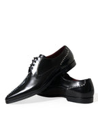 Dolce & Gabbana Black Leather Crystal Dress Formal Shoes - Zeiniez