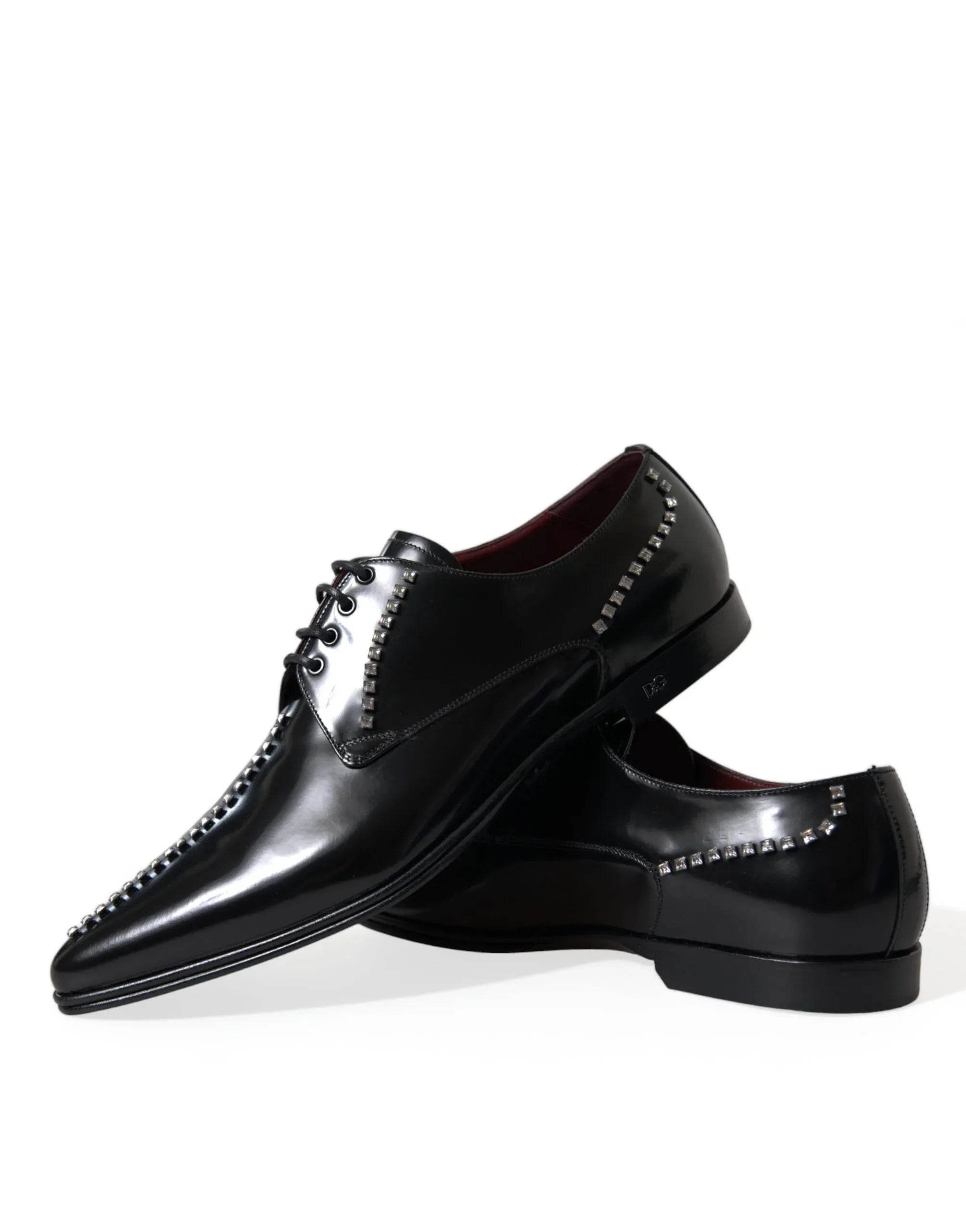 Dolce & Gabbana Black Leather Crystal Dress Formal Shoes - Zeiniez