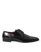 Dolce & Gabbana Black Leather Crystal Dress Formal Shoes - Zeiniez