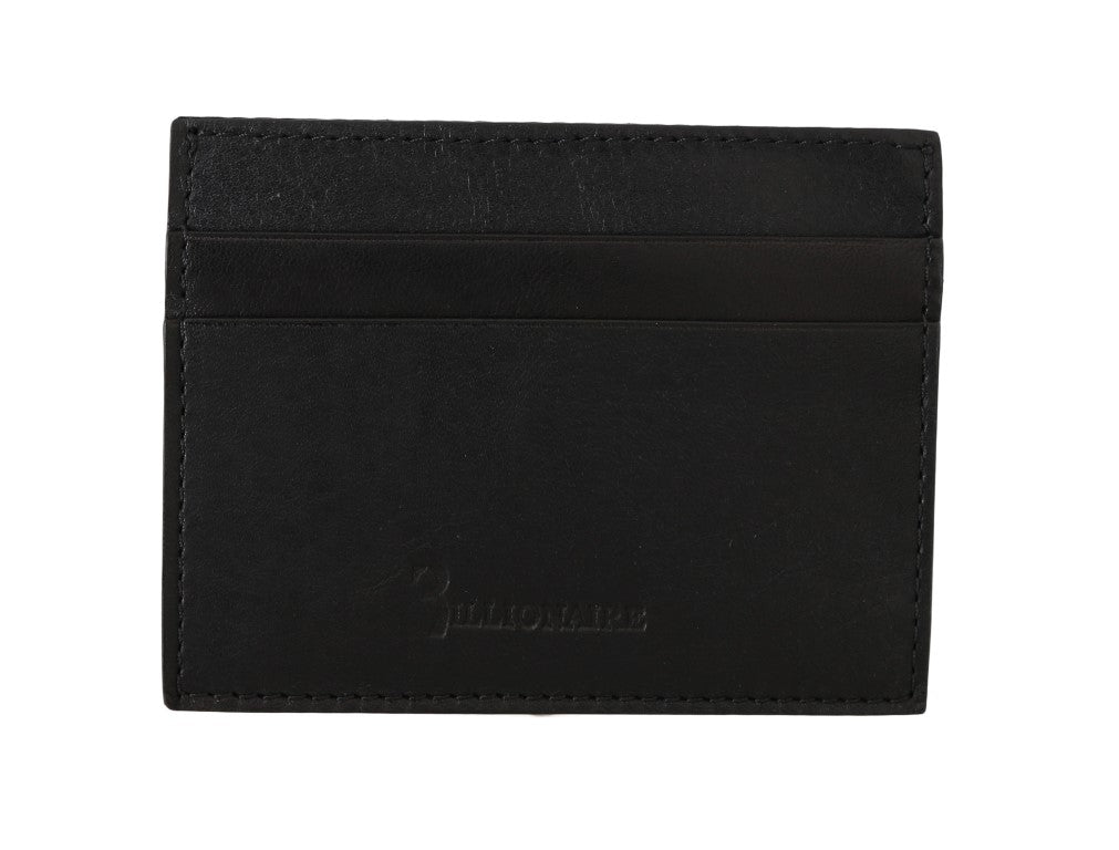 Billionaire Italian Couture Black Leather Cardholder Wallet - Zeiniez
