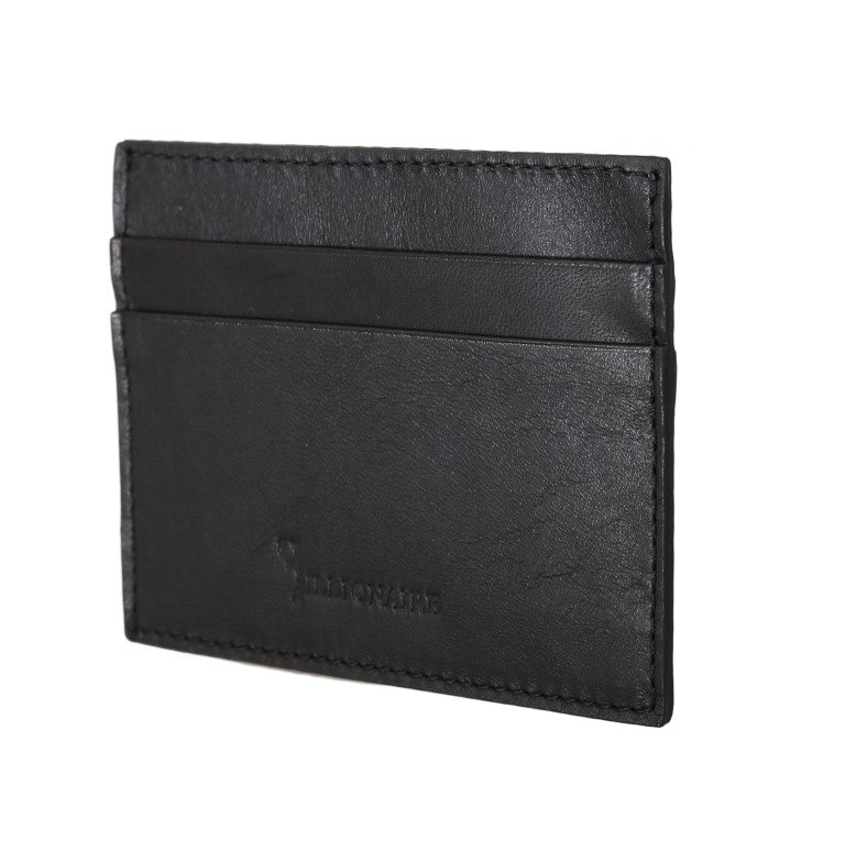 Billionaire Italian Couture Black Leather Cardholder Wallet - Zeiniez