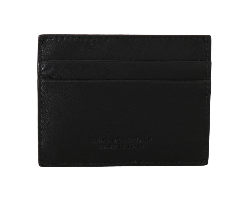 Billionaire Italian Couture Black Leather Cardholder Wallet - Zeiniez