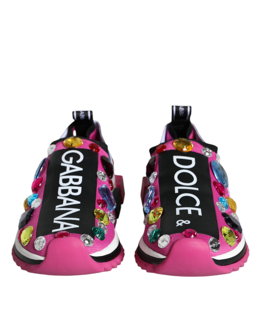 Dolce & Gabbana Pink Sorrento Crystals Low Top Sneakers Shoes - Zeiniez