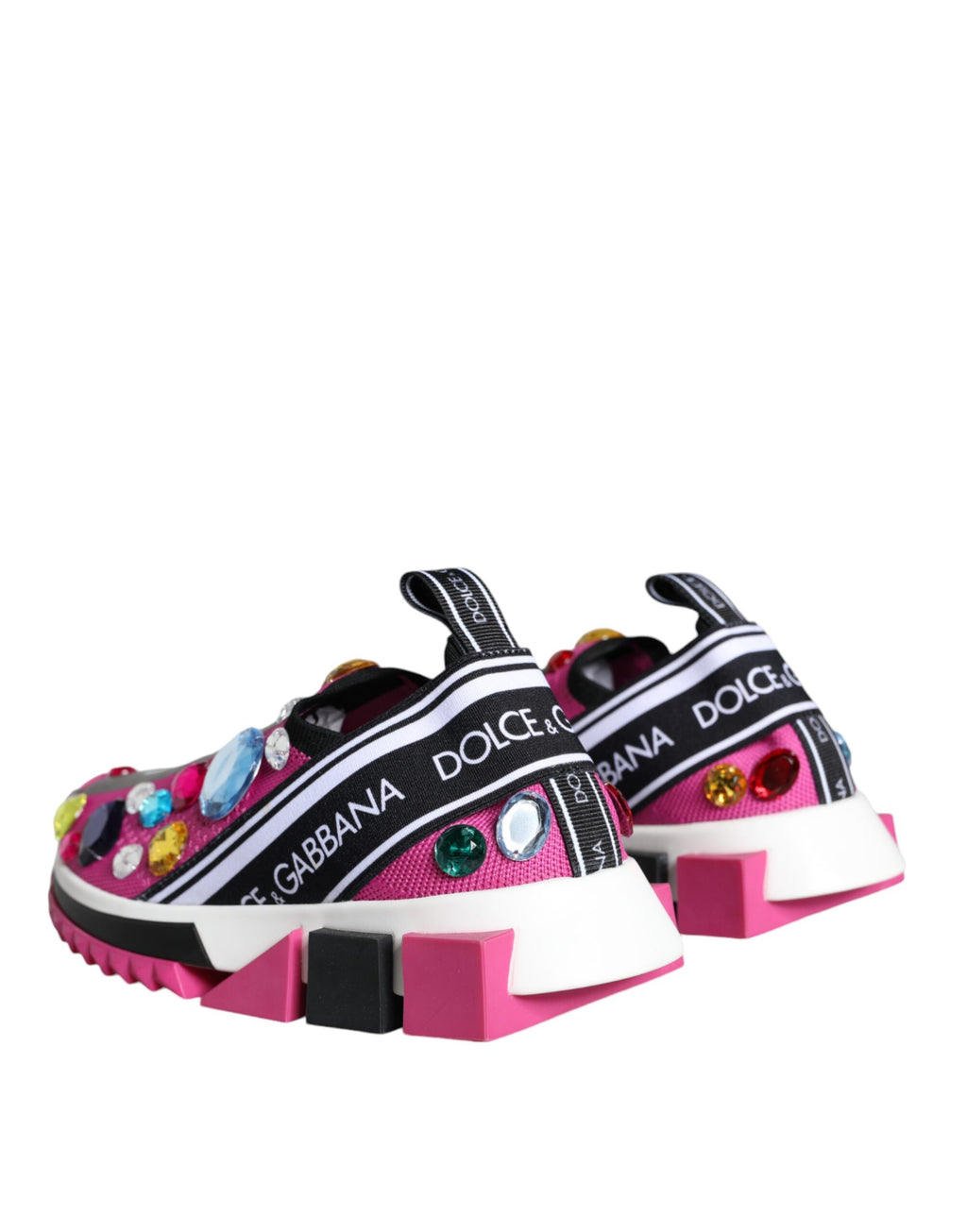 Dolce & Gabbana Pink Sorrento Crystals Low Top Sneakers Shoes - Zeiniez