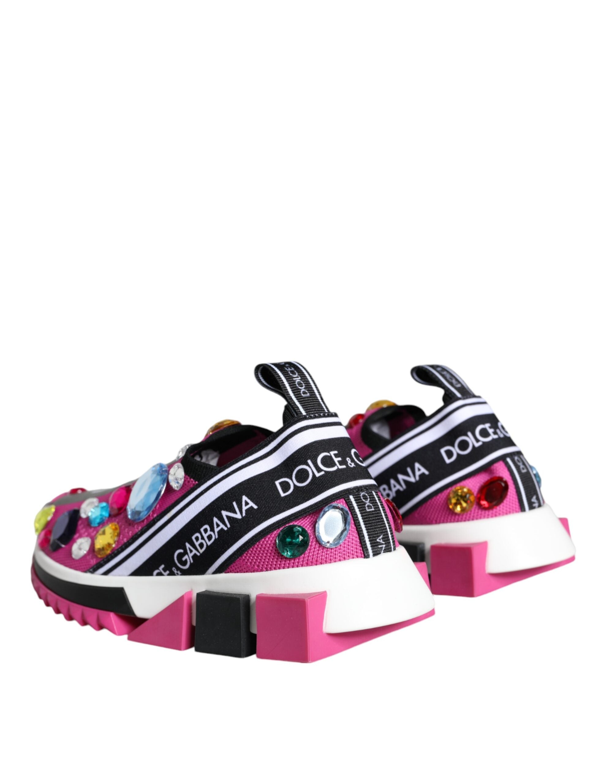 Dolce & Gabbana Pink Sorrento Crystals Low Top Sneakers Shoes - Zeiniez