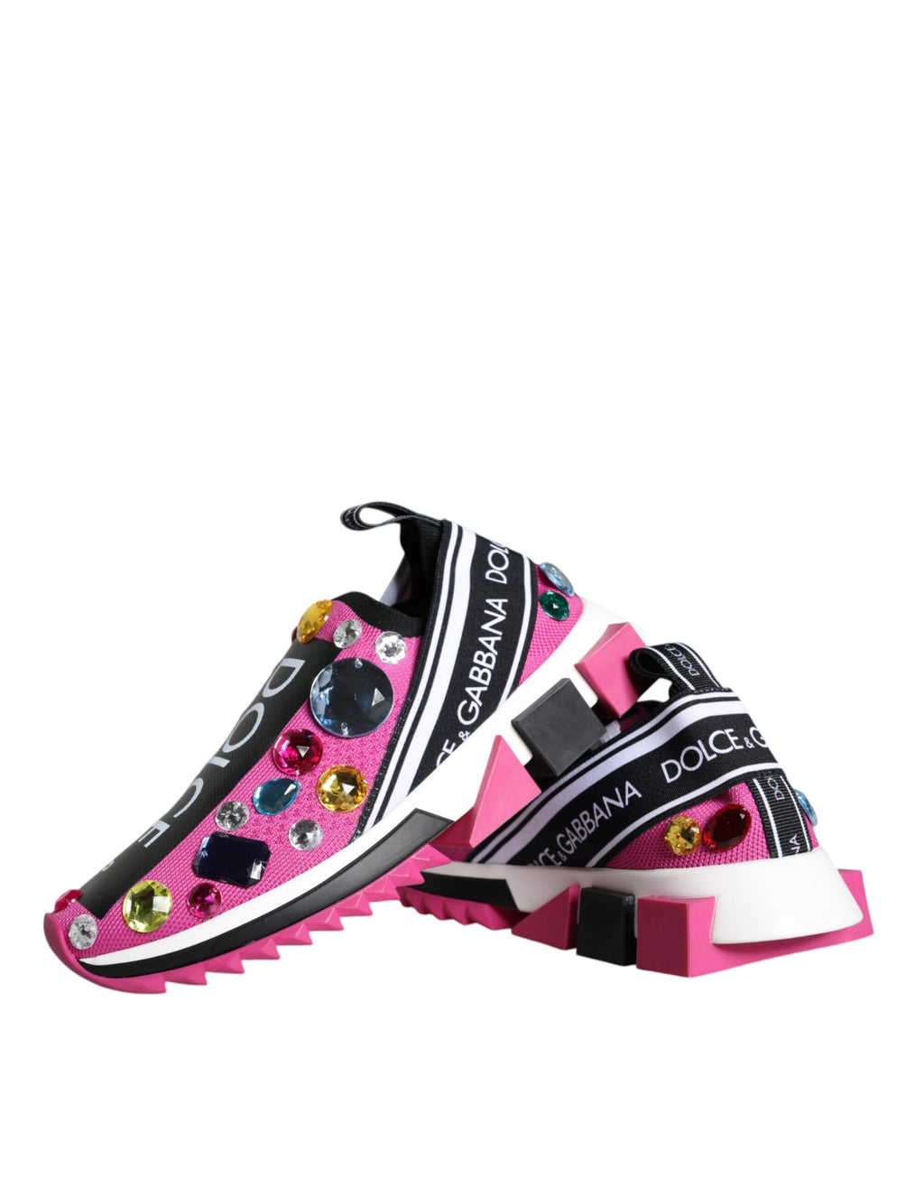 Dolce & Gabbana Pink Sorrento Crystals Low Top Sneakers Shoes - Zeiniez