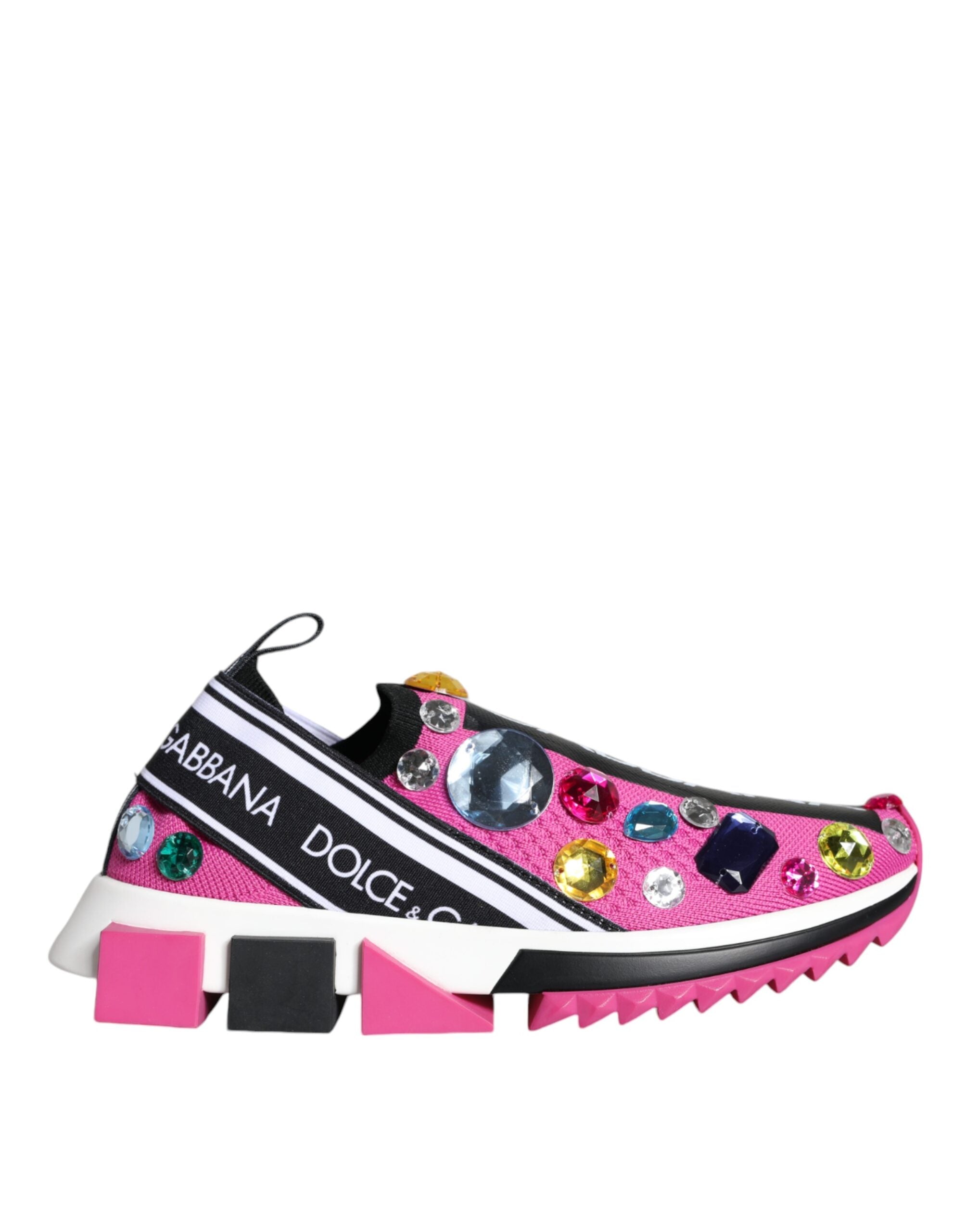 Dolce & Gabbana Pink Sorrento Crystals Low Top Sneakers Shoes - Zeiniez