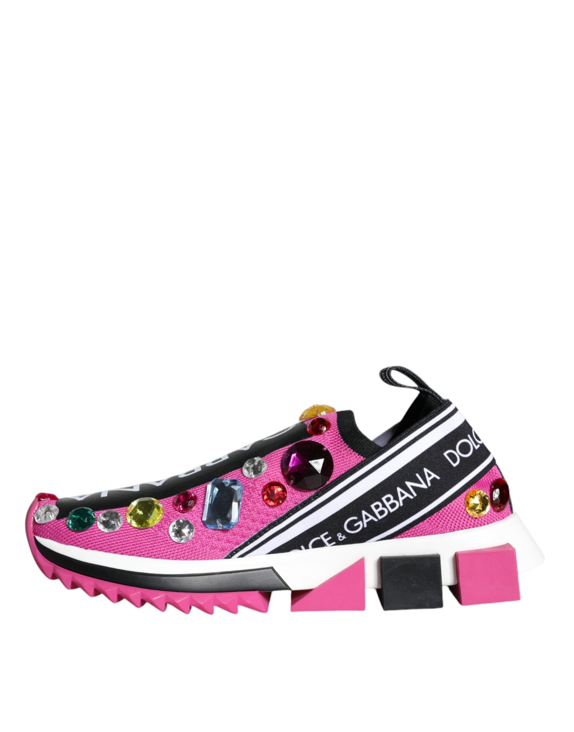 Dolce & Gabbana Pink Sorrento Crystals Low Top Sneakers Shoes - Zeiniez