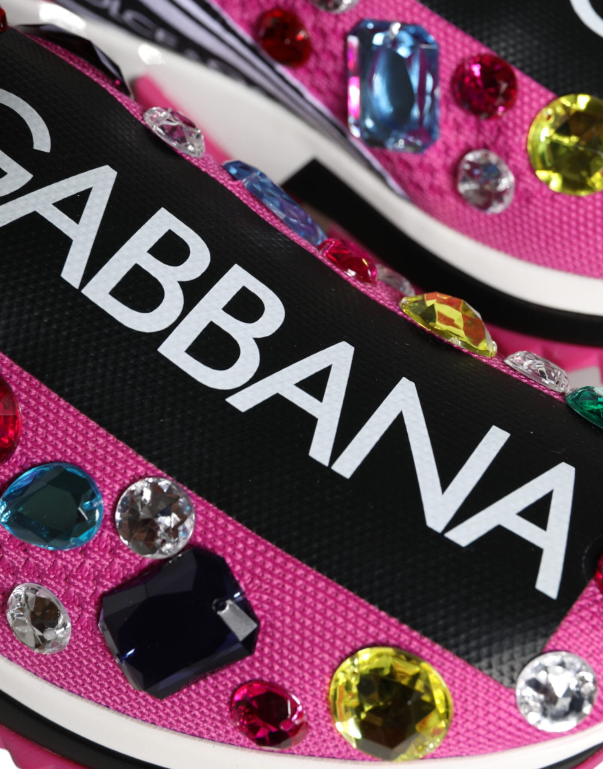 Dolce & Gabbana Pink Sorrento Crystals Low Top Sneakers Shoes - Zeiniez