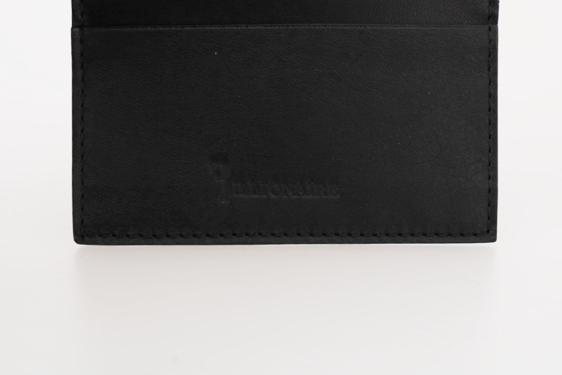 Billionaire Italian Couture Black Leather Cardholder Wallet - Zeiniez