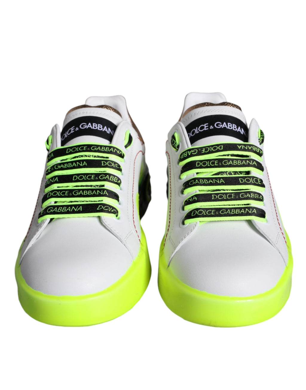 Dolce & Gabbana White Leather Portofino Low Top Sneakers Shoes - Zeiniez