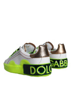 Dolce & Gabbana White Leather Portofino Low Top Sneakers Shoes - Zeiniez