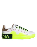 Dolce & Gabbana White Leather Portofino Low Top Sneakers Shoes - Zeiniez
